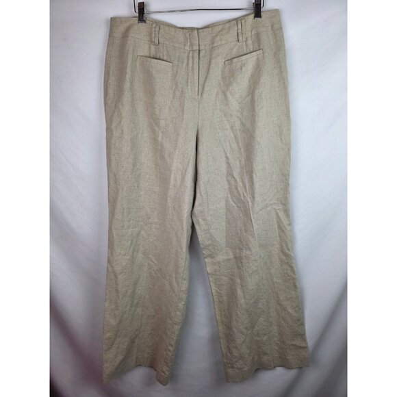 Cato Women's Pants Plus Size 16W Khaki Beige Linen Blend Wide Leg Casual Pants - Picture 10 of 10